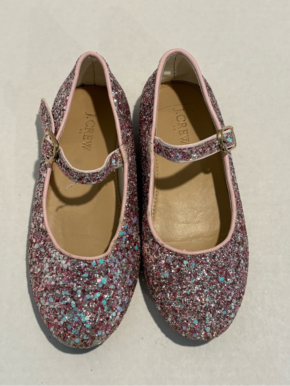 J. Crew Girls Pink Glitter Mary Janes with Buckle Sparkly - Picture 2 of 6